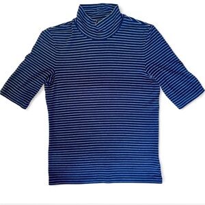 Ralph Lauren Navy & White Striped Turtleneck Top